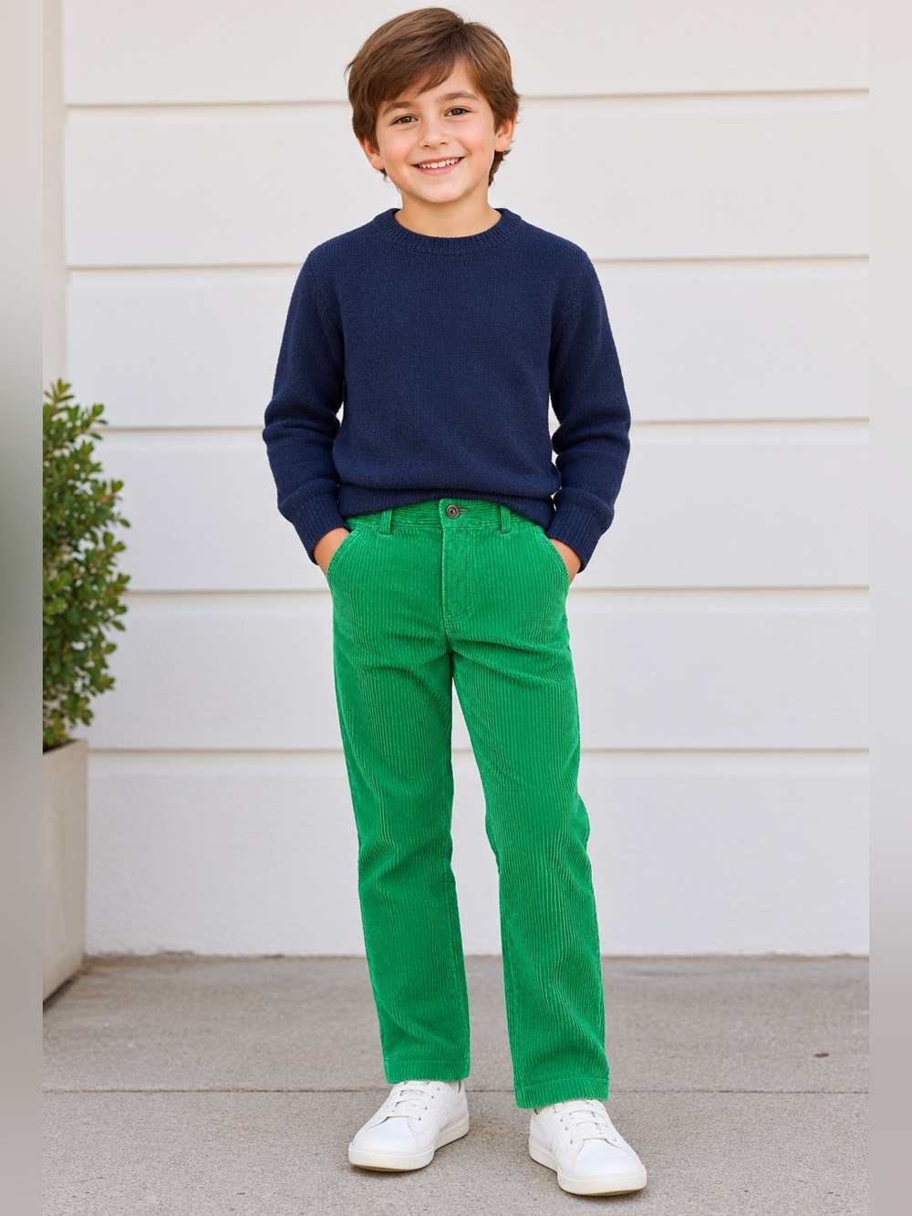 Polo Ralph Lauren Boys Green Corduroy Cotton Pants Regular Fit Pockets Sz 16